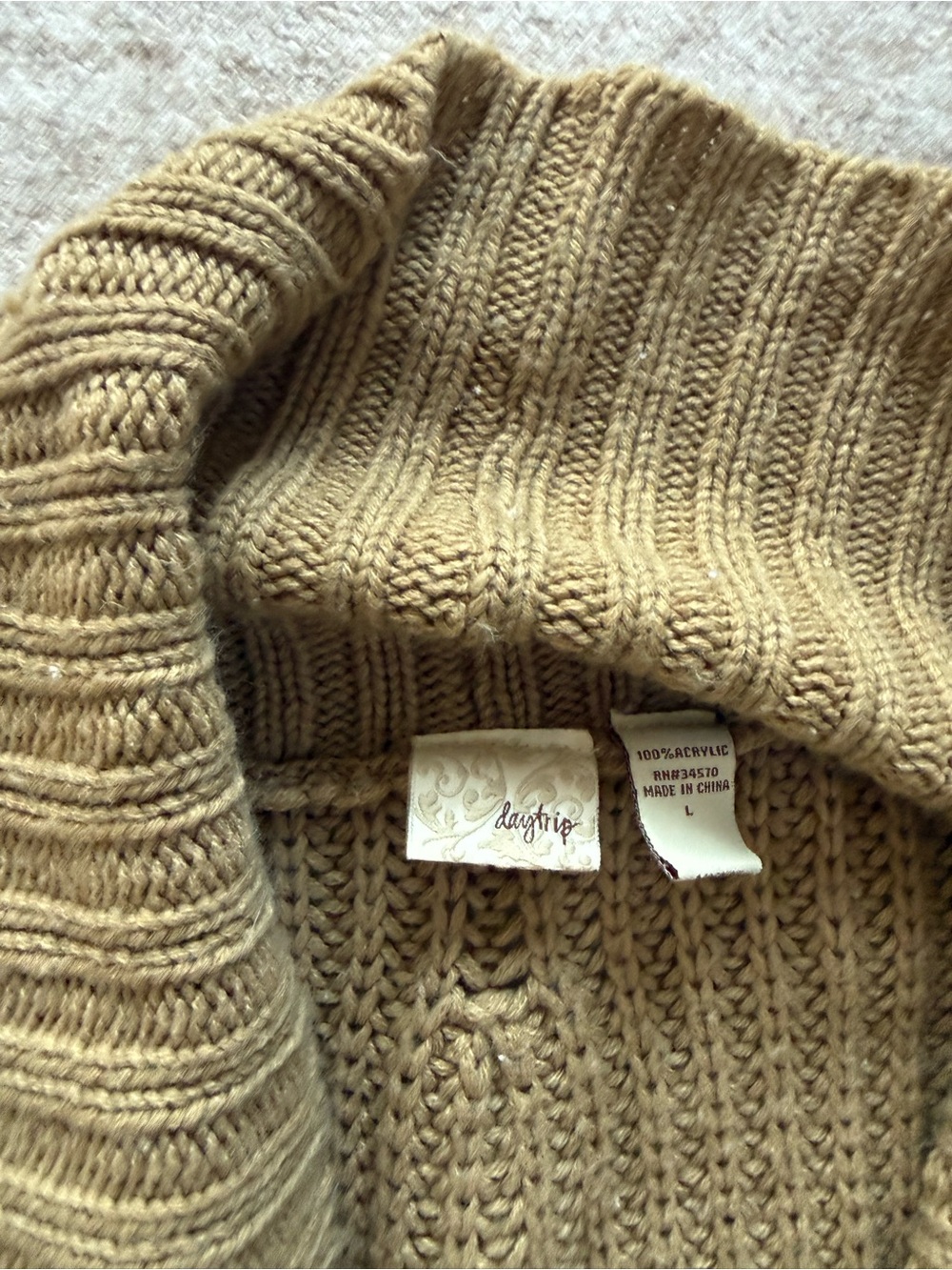 daytrip Women's Ribbed Turtleneck Sweater in Camel